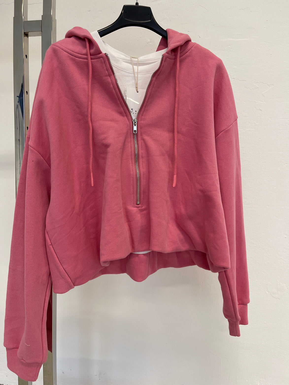 Mikina zip nabíraná růžová