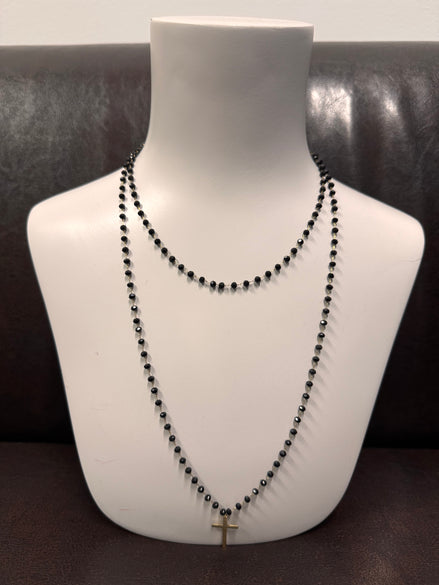 Náhrdelník dvojitý křížek zlatý