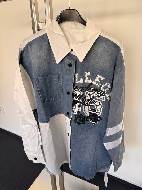 Košile s riflovinou bílá