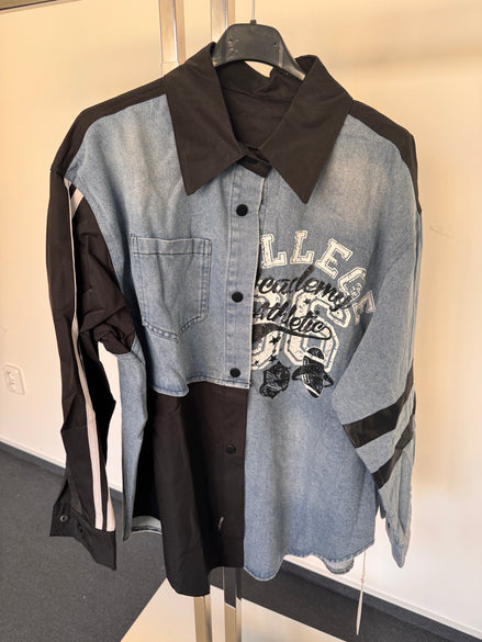 Košile s riflovinou černá