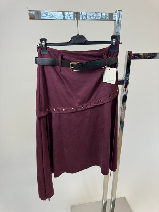 Asymetrická sukně bordó M