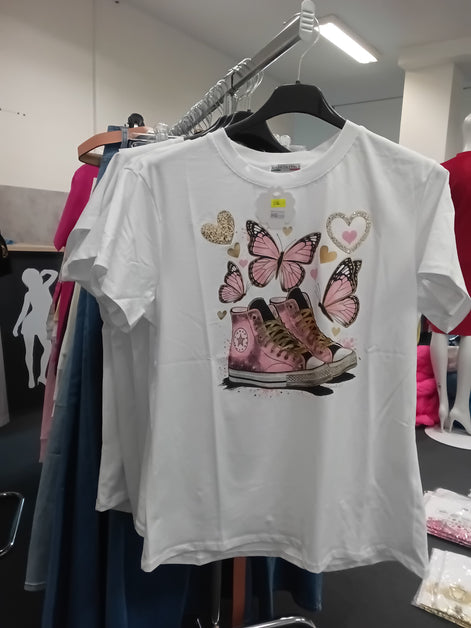 Tričko tenisky růžový motýl